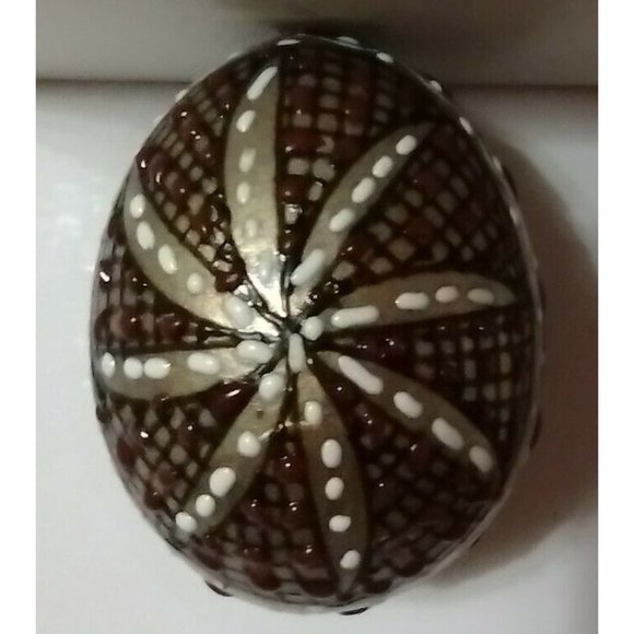 Romanian Pysanky Hand Painted Real Easter Egg 3D Gold Base Red Black Mosaic - Picture 1 of 6